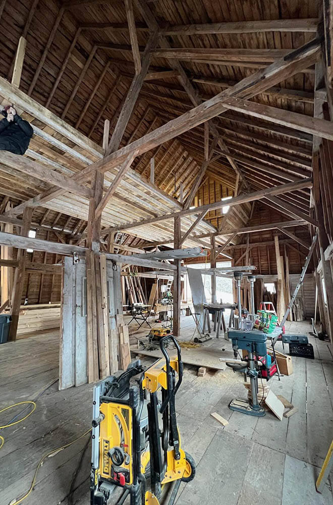 Barn interior at the Wicuhkemtultine Kinship Community